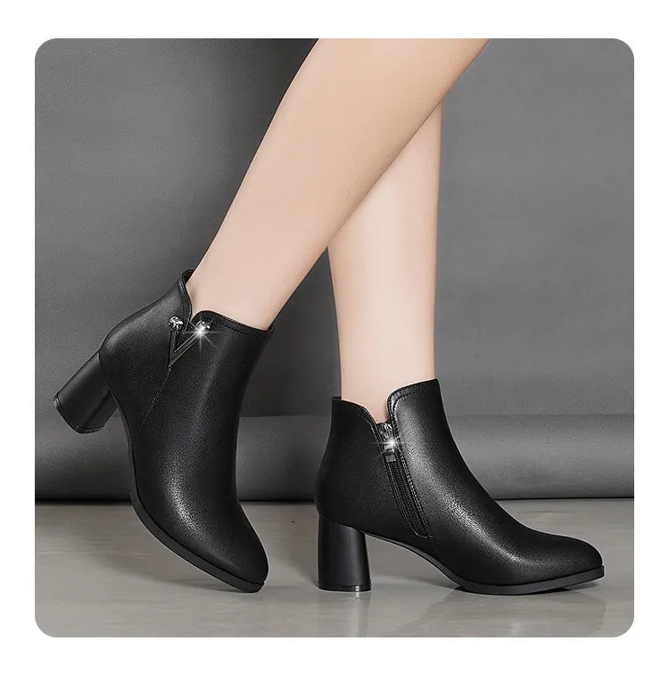 2023 New Winter Fashion Women Wedges Ankle Boots Increasing Height Shoes High Heels Booties Rhinestone Botas Mujer