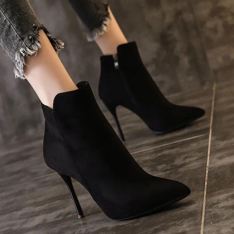 Booties Pointed Toe Short Shoes for Women Stripper Pole Footwear Very High Heels Female Ankle Boots Heeled Sexy Spring 2023 Y2k