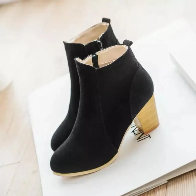 Booties Woman Autumn Winter 2022 Chunky Heels Zip Shoes Luxury Fashion Chelsea Ankle Women's Boots Size 41